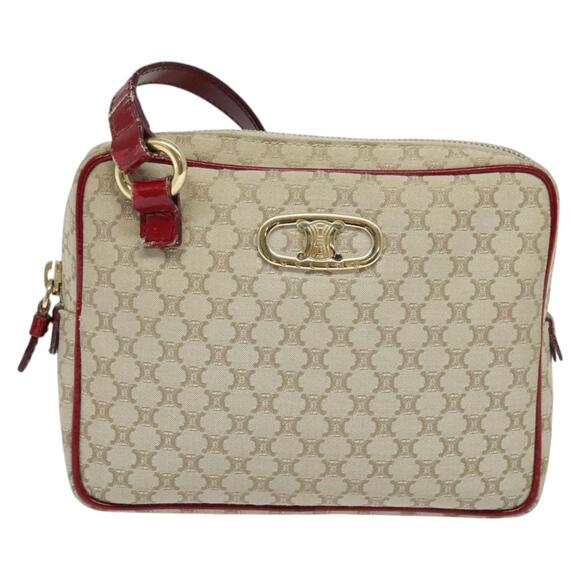 CELINE Macadam Canvas Shoulder Bag Beige Gold - Picture 2 of 12